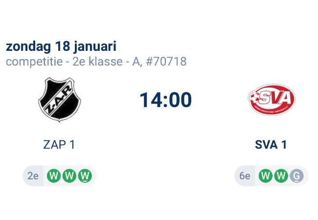 SVA 1 hervat competitie