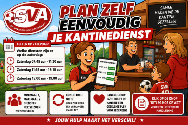 Plan zelf eenvoudig je zaterdag-kantinedienst